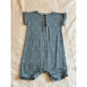 Lou Lou and Company 4-5Y Shortie Snap Romper Steel Blue